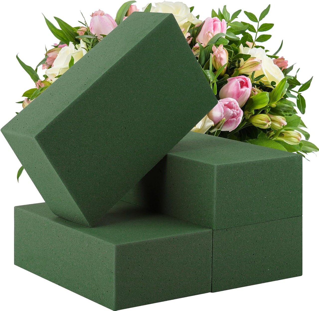 4 Packs Floral Foam Blocks Wet & Dry Floral Foam Bricks 5.5x3.1x1.8 Inch Flower Arranging Kit for Fresh and Artificial Flowers Florist Foam Blocks for Wedding Home Decor